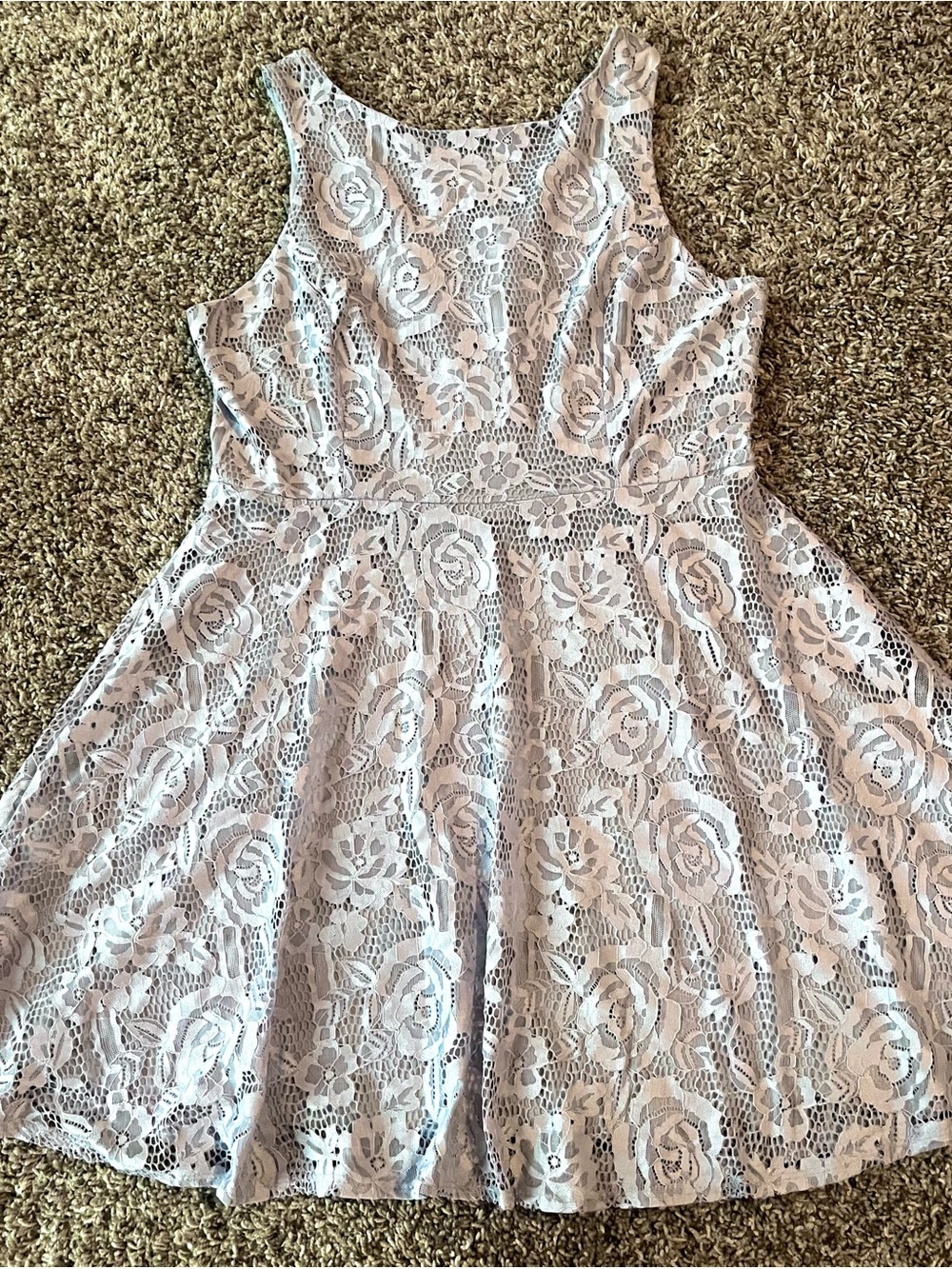 Speechless Light Blue Floral Lace Fit & Flare Dress